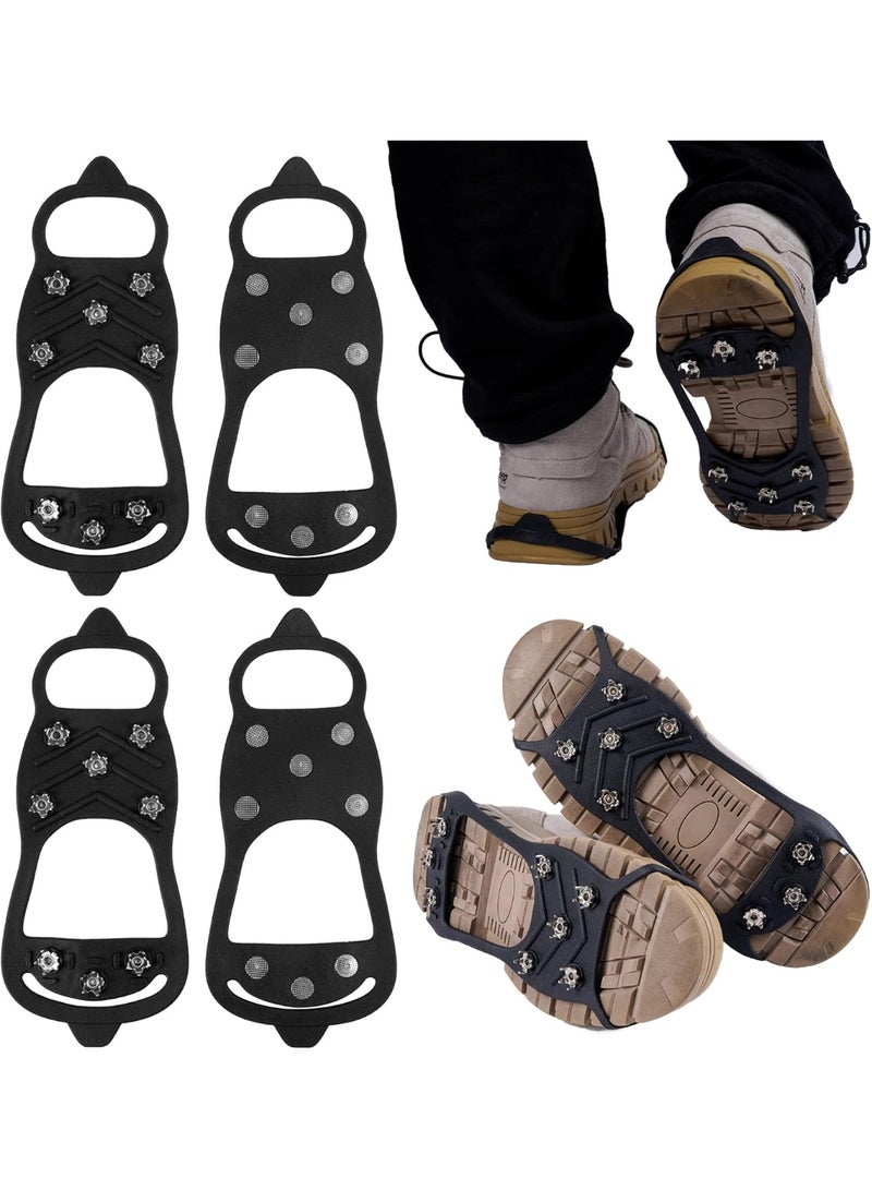 أس تس إل زوجان من مسامير تثبيت الجليد غير القابلة للانزلاق، مسامير تثبيت الجليد للمشي، قبضة الجليد والثلج للأحذية، الحذاء الطويل مع 8 مسامير فولاذية - Image 2