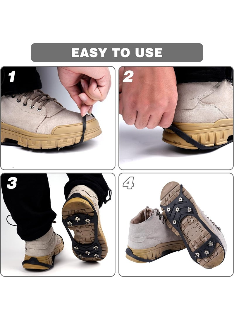 أس تس إل زوجان من مسامير تثبيت الجليد غير القابلة للانزلاق، مسامير تثبيت الجليد للمشي، قبضة الجليد والثلج للأحذية، الحذاء الطويل مع 8 مسامير فولاذية - Image 4