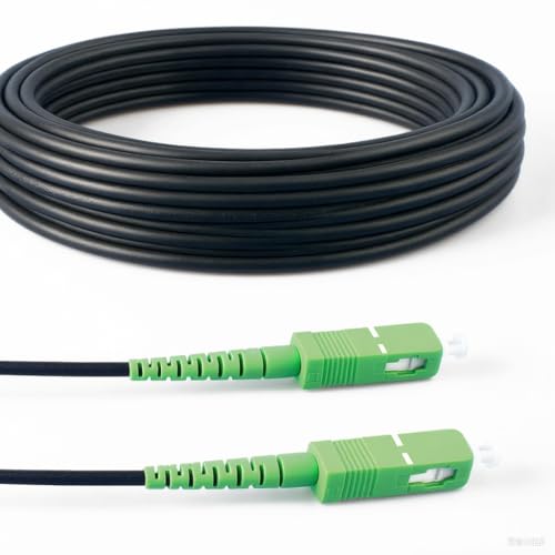 Elfcam® - 25m/82ft Armored Fiber Optic Cable for Outdoor and Indoor SCA to SCA Simplex Singlemode, Compatible with FTTH Cables, 25 Meters - Image 1
