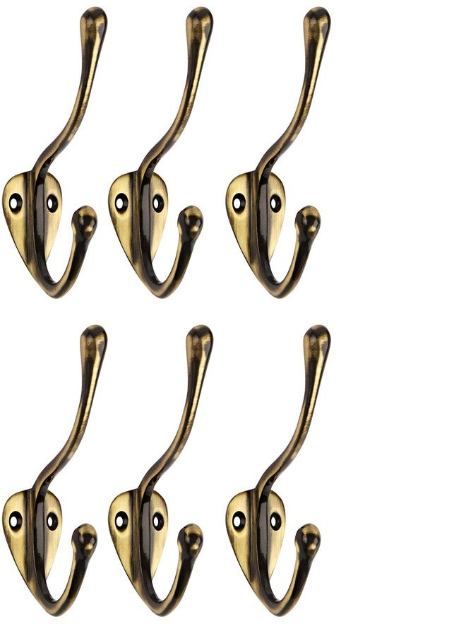 HOBKNOBS (Set of 6 Antique Brass Wall/Wooden Mounted (H) Hook Hanger - Brownish Gold (6) - Image 1
