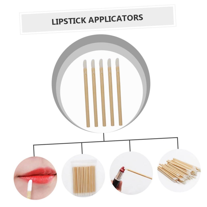 ABOOFAN 50pcs Disposable Wooden Lip Brush Applicators Lip Balm Brush with Handle Portable Makeup Tool for Women’s Lipstick and Application - Image 3