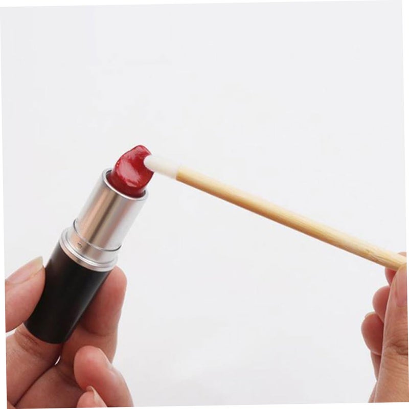 ABOOFAN 50pcs Disposable Wooden Lip Brush Applicators Lip Balm Brush with Handle Portable Makeup Tool for Women’s Lipstick and Application - Image 5