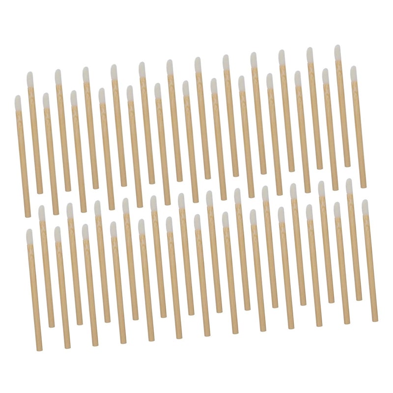 ABOOFAN 50pcs Disposable Wooden Lip Brush Applicators Lip Balm Brush with Handle Portable Makeup Tool for Women’s Lipstick and Application - Image 1