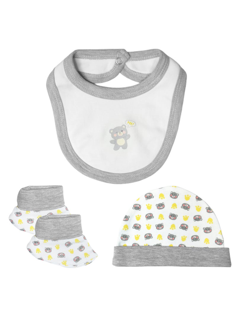 Babies Basic 5 piece Unisex 100% Cotton Sets include Bib, Romper, Mittens, Cap and Sleepsuit/Jumpsuit - Image 4