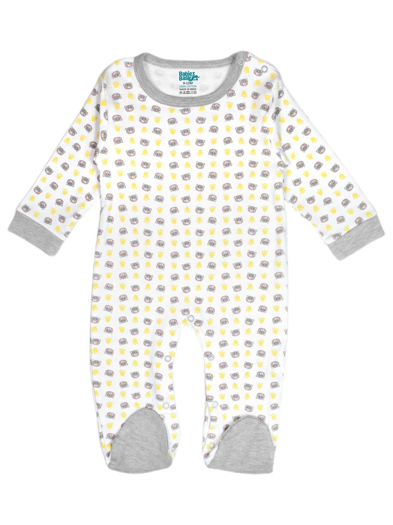 Babies Basic 5 piece Unisex 100% Cotton Sets include Bib, Romper, Mittens, Cap and Sleepsuit/Jumpsuit - Image 2