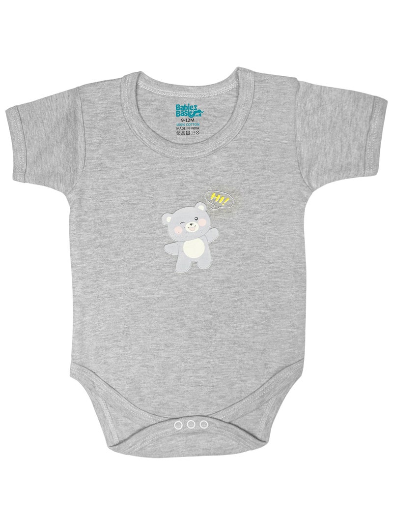 Babies Basic 5 piece Unisex 100% Cotton Sets include Bib, Romper, Mittens, Cap and Sleepsuit/Jumpsuit - Image 3