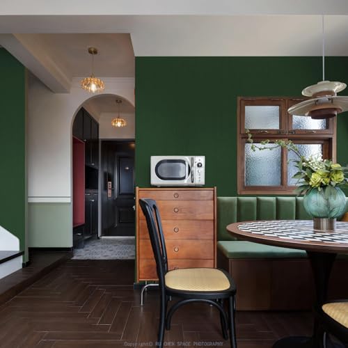 Sevalo Olive Green Peel and Stick Wallpaper Green Contact Paper for Cabinets and Drawers Textured Embossed Self Adhesive Removable Wallpaper Bedroom Bathroom Waterproof Dark Room 15.7inW 78.7inL - Image 2