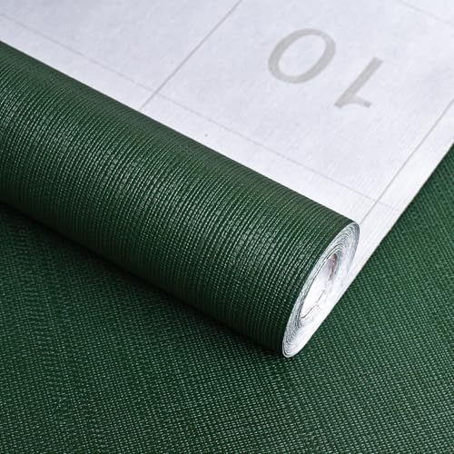 Sevalo Olive Green Peel and Stick Wallpaper Green Contact Paper for Cabinets and Drawers Textured Embossed Self Adhesive Removable Wallpaper Bedroom Bathroom Waterproof Dark Room 15.7inW 78.7inL - Image 1