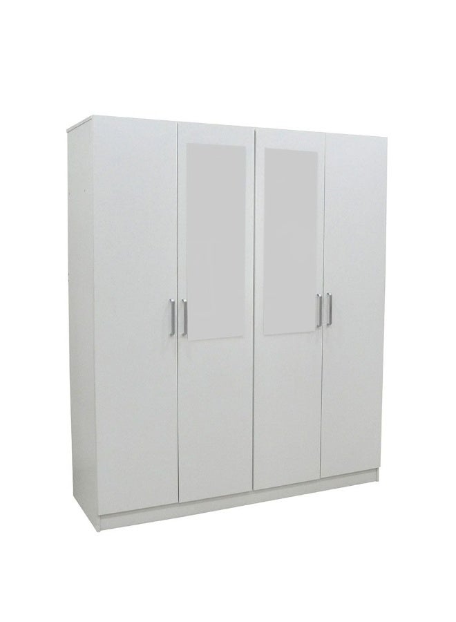 DANUBE HOME Supreme 4-Door Wardrobe With Mirror For Hanging Clothes Extra Sturdy Rack Storage Organiser Modern Design Space Saving Cabinets For Bedroom - White - Image 2