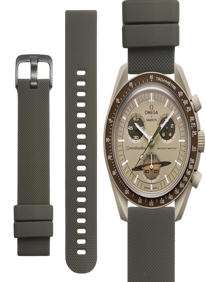 Ocdin Watch Band for Omega X Swatch Moonswatch Watch Strap Speedmaster 20MM Quick Release Rubber Watch Strap Replacement (Brown Green, 20 MM) - Image 1