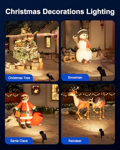 FALOVE Solar Power Spot Lights Outdoor Waterproof for Christmas Decorations, Flag, Tree, Wreath, Santa Claus, Snowman, Bright LED Landscape Lamp Uplights for Outside Garden, Yard, Patio, Sidewalk,Warm White - Image 4