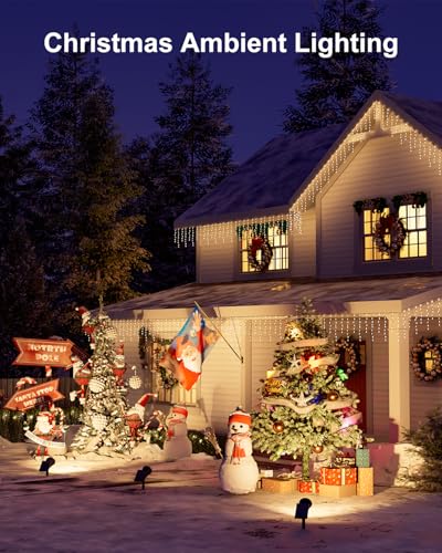 FALOVE Solar Power Spot Lights Outdoor Waterproof for Christmas Decorations, Flag, Tree, Wreath, Santa Claus, Snowman, Bright LED Landscape Lamp Uplights for Outside Garden, Yard, Patio, Sidewalk,Warm White - Image 2