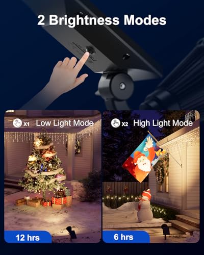 FALOVE Solar Power Spot Lights Outdoor Waterproof for Christmas Decorations, Flag, Tree, Wreath, Santa Claus, Snowman, Bright LED Landscape Lamp Uplights for Outside Garden, Yard, Patio, Sidewalk,Warm White - Image 3