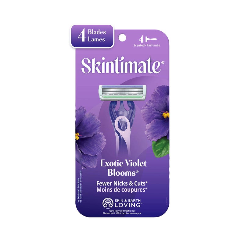 Skintimate Exotic Violet Blooms 4-Blade Disposable Razors - 4 ct - Image 1