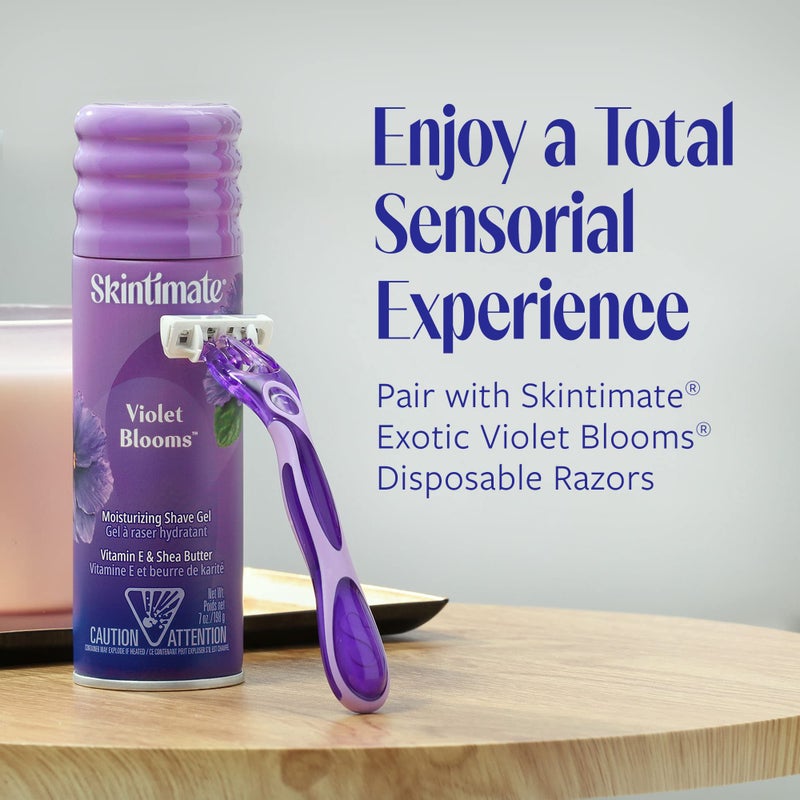 Skintimate Exotic Violet Blooms 4-Blade Disposable Razors - 4 ct - Image 4