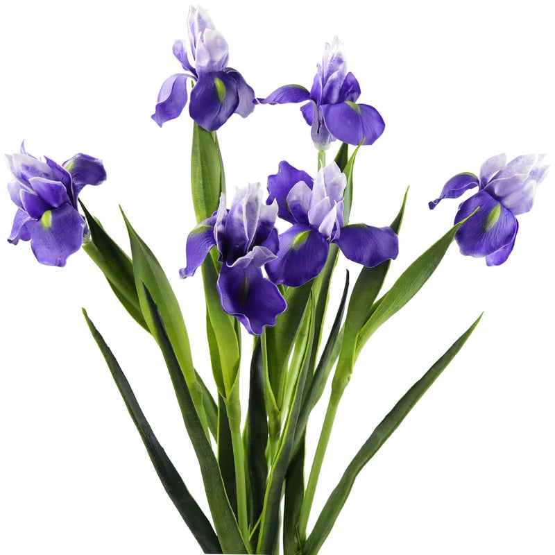 6 LongStem Real Touch Artificial Purple Irises  Realistic Faux Flowers for Home Dcor Wedding Bouquets Centerpieces  Floral Arrangements
