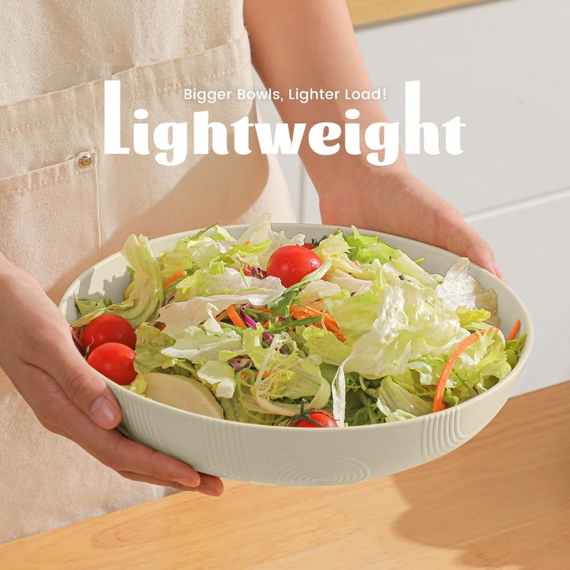 Homienly 65 oz Large Salad Bowls Wheat Straw Big Bowls 10 inch Serving Bowls Wheat Straw Plates Bowls Set of 6 Wide and Shallow Bowls for Kitchen Dishwasher SafeBeige - Image 5