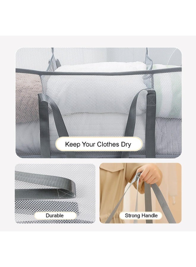 TYCOM Pop Up Laundry Mesh Hamper Basket 150L Storage Solution Compact Bin Mesh Collapsible Bag Laundry Hamper Collapsible Laundry Basket Rectangle Grey Large. - Image 4