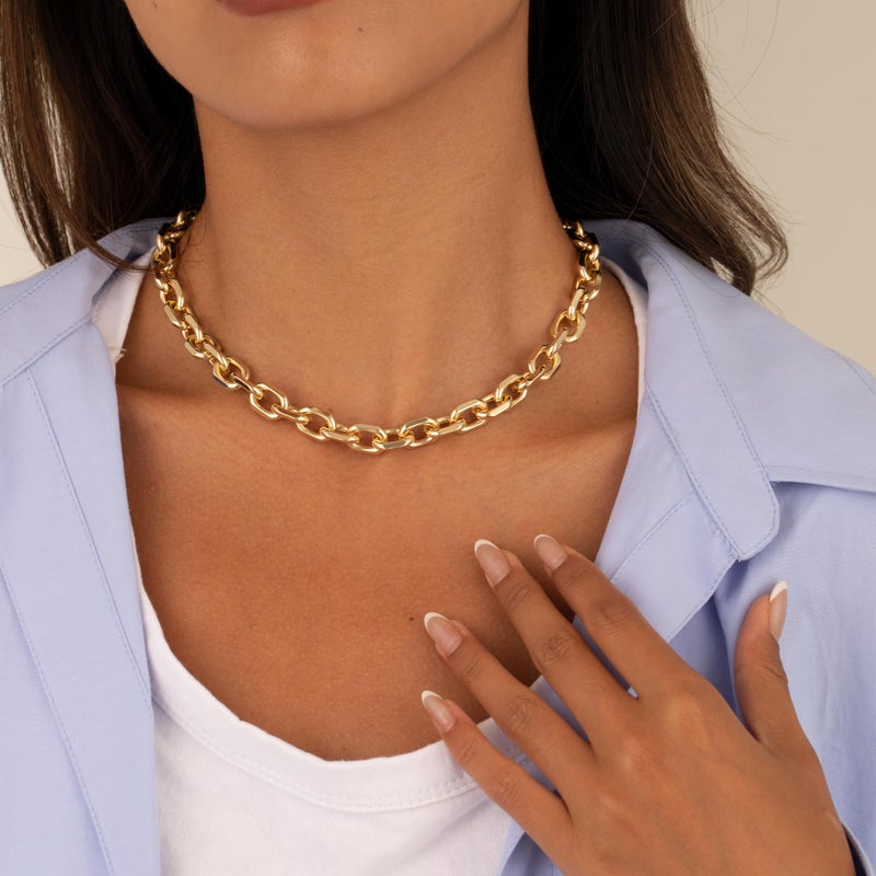 Moodear Gold Chunky Necklace for Women - Dainty 10mm Paperclip Link Chain Choker Trendy Necklaces for Women Non Tarnish Jewelry Gifts - Image 2