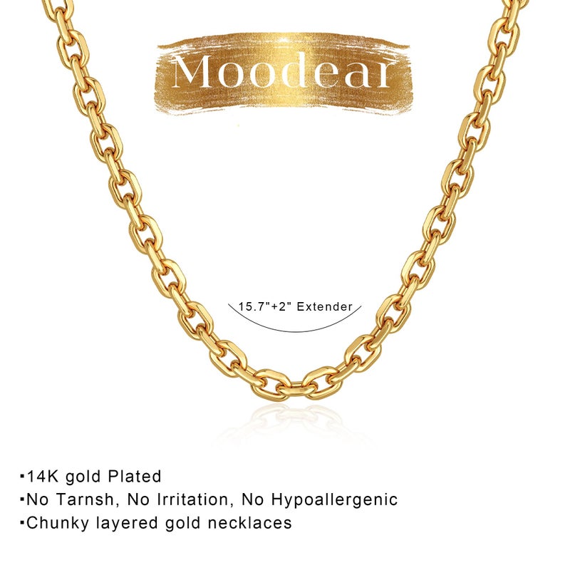 Moodear Gold Chunky Necklace for Women - Dainty 10mm Paperclip Link Chain Choker Trendy Necklaces for Women Non Tarnish Jewelry Gifts - Image 4