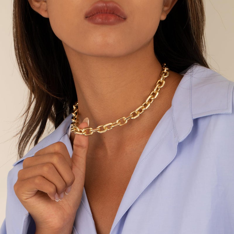 Moodear Gold Chunky Necklace for Women - Dainty 10mm Paperclip Link Chain Choker Trendy Necklaces for Women Non Tarnish Jewelry Gifts - Image 3