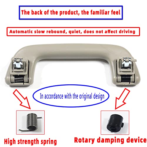 Krobelus Auto Roof Pull Handle Grab Rail Grey with Hook LH=RH Universal for Toyota for Corolla for Rav4 Yaris Vios OEM:74610-52020 (Front Handrail Without Hook(Beige Gray) 1Pcs) - Image 3