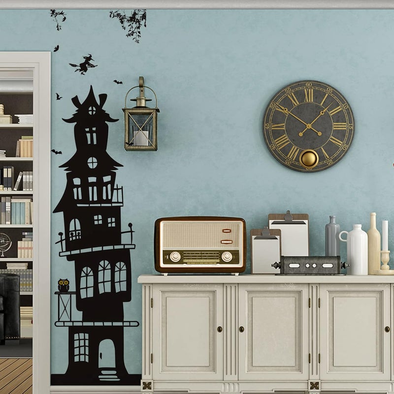 klarako Halloween Wall Decals Tall Halloween Home Wall Decal Bats Ancient Castle Halloween Home Decor Removable DIY Wall Art for Halloween Party Supplies (Fresh Style,3 Sheets) - Image 4