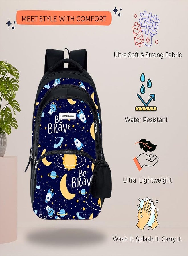 Hyper Adam 35 L School Bag For Kids | Waterproof Casual Backpack For Boys & Girls | College Bag | Tuition Bag |Traveling Back For Men and Women | With Extra Pouch & 1 Year Warranty (Yellow Moon) - Image 2