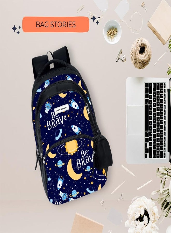 Hyper Adam 35 L School Bag For Kids | Waterproof Casual Backpack For Boys & Girls | College Bag | Tuition Bag |Traveling Back For Men and Women | With Extra Pouch & 1 Year Warranty (Yellow Moon) - Image 5