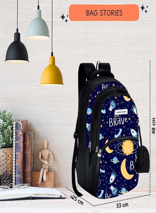 Hyper Adam 35 L School Bag For Kids | Waterproof Casual Backpack For Boys & Girls | College Bag | Tuition Bag |Traveling Back For Men and Women | With Extra Pouch & 1 Year Warranty (Yellow Moon) - Image 4