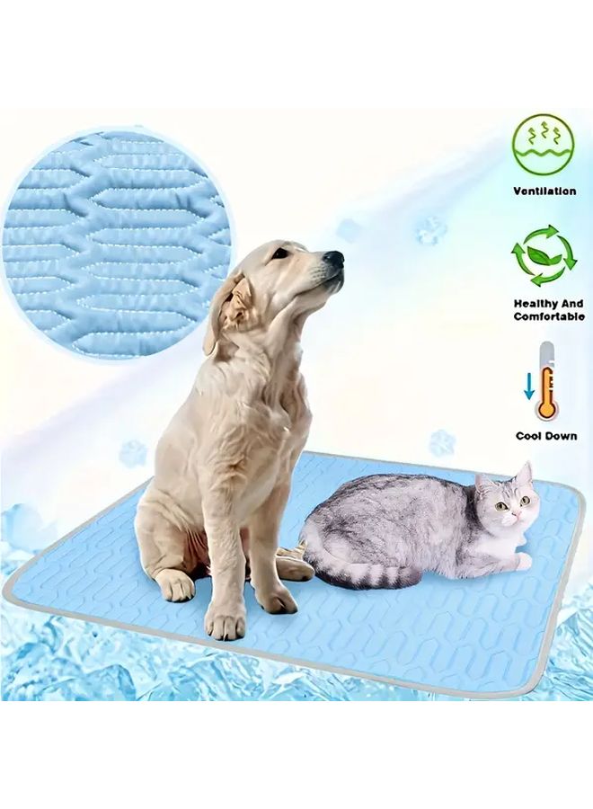 Upgraded Cooling Pet Mat And Bed With Sweat Absorbing Fabric Blue Size M For Cats And Dogs - Image 1