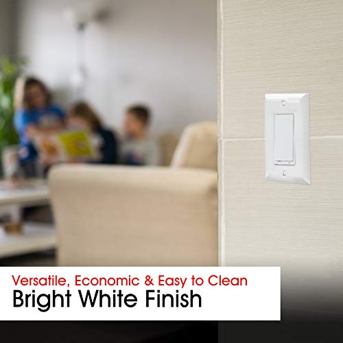 Power Gear Single Rocker Wall Plate Cover, 1 Gang, Light switch cover, 3.1” x 4.9” , Outlet Covers, Screws Included, White, 44745 - Image 4