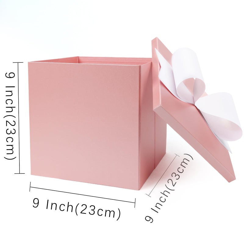 BIOBROWN Medium Gift Boxes with Lids for Presents, 9x9x9 Inches Pink Collapsible Gift Box for Valentine's Day, Birthday, Wedding, Baby Shower, Party, Any Occasion - Image 2