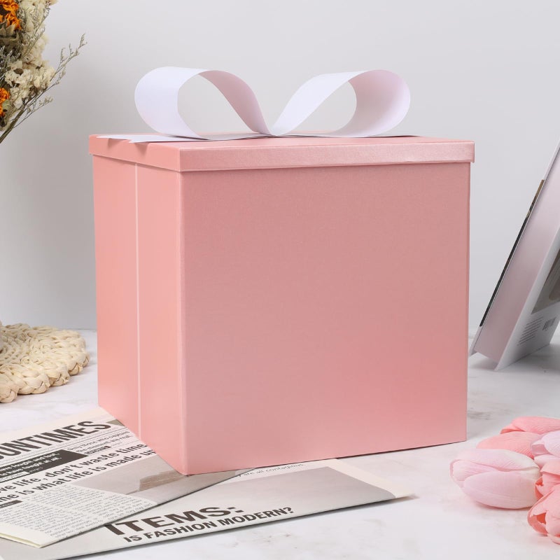 BIOBROWN Medium Gift Boxes with Lids for Presents, 9x9x9 Inches Pink Collapsible Gift Box for Valentine's Day, Birthday, Wedding, Baby Shower, Party, Any Occasion - Image 5