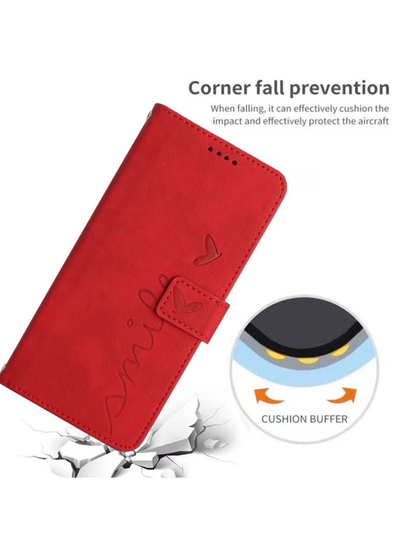 TECNO Spark 10C Case Wallet Flip Cover Red Leather with Card Holder and Kickstand Shockproof TPU Protective Folio for Spark 10C Phone Accessories - Image 2