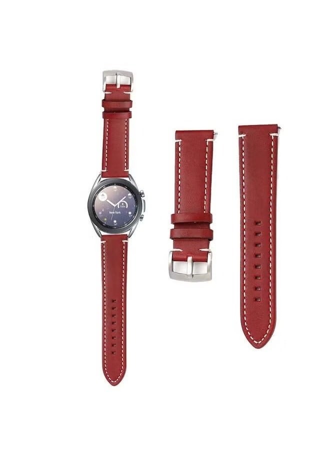 vesus Genuine Leather Replacement Band for Samsung Galaxy Watch3 41mm Red