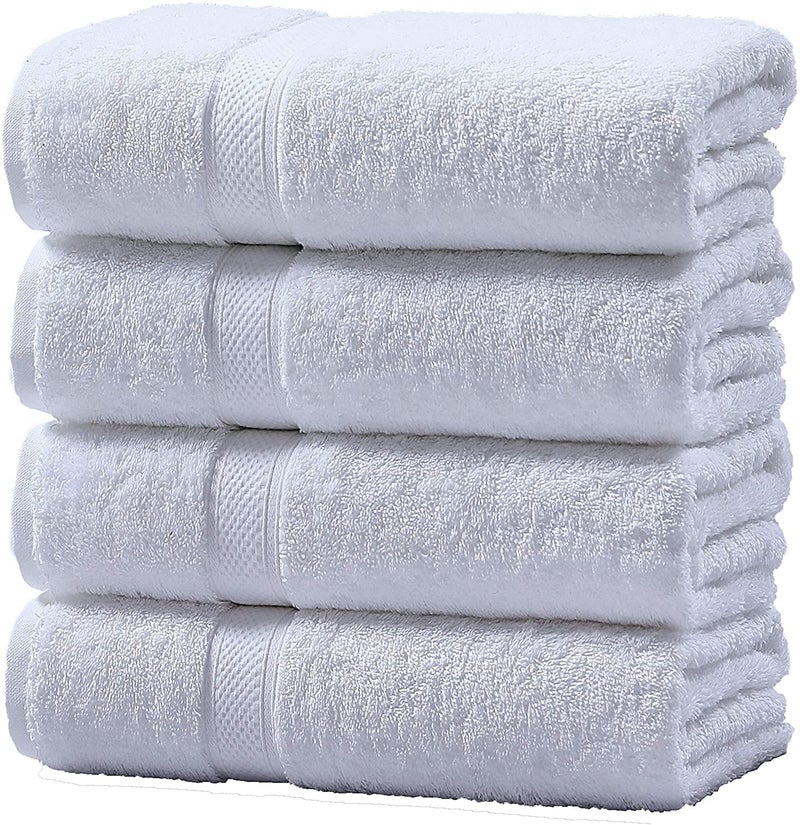 TIQH Organic Cotton 600 GSM Thick and Plush Hand Gym Workout Hand Towel Set of 4 White - Image 1