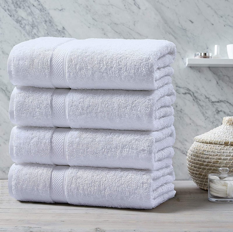 TIQH Organic Cotton 600 GSM Thick and Plush Hand Gym Workout Hand Towel Set of 4 White - Image 3