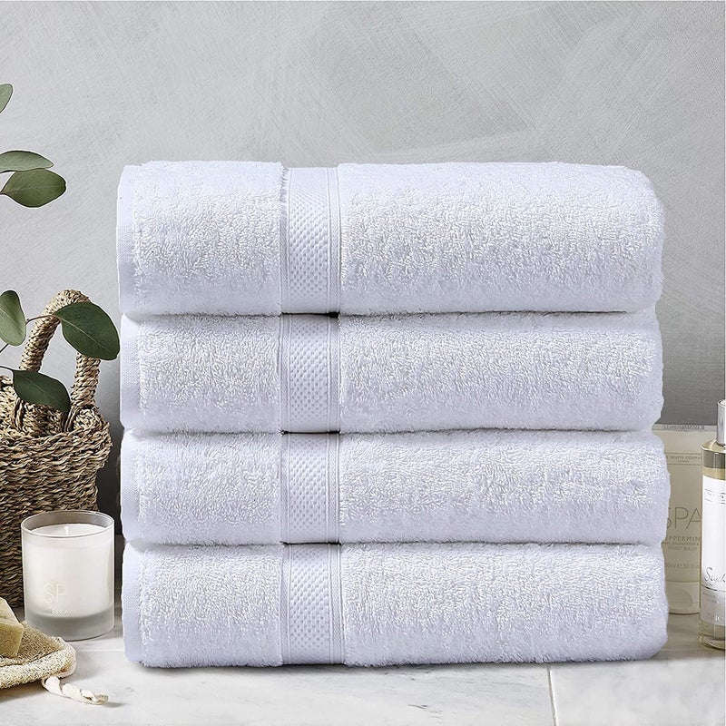 TIQH Organic Cotton 600 GSM Thick and Plush Hand Gym Workout Hand Towel Set of 4 White - Image 2
