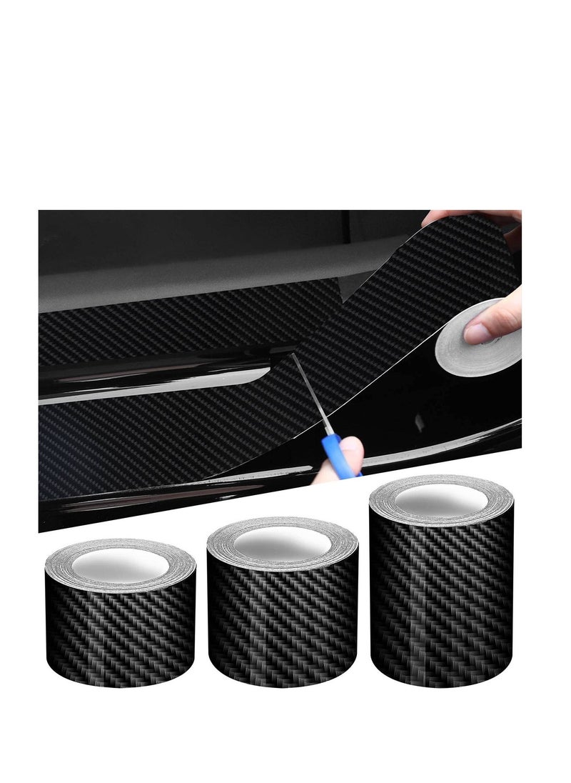 Y&D Car Edge Door Guards Sill Protector 3 Rolls 5D Carbon Fiber Black Vinyl Wrap Automotive Vehicles Anti Collision Film Fits for 2In x 17Ft 1.2In 2.7In 33Ft  - Image 1
