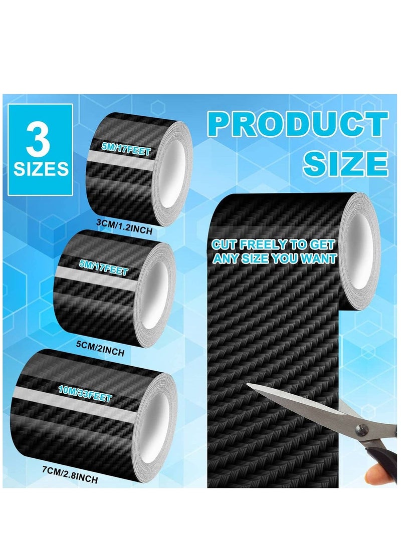 Y&D Car Edge Door Guards Sill Protector 3 Rolls 5D Carbon Fiber Black Vinyl Wrap Automotive Vehicles Anti Collision Film Fits for 2In x 17Ft 1.2In 2.7In 33Ft  - Image 4