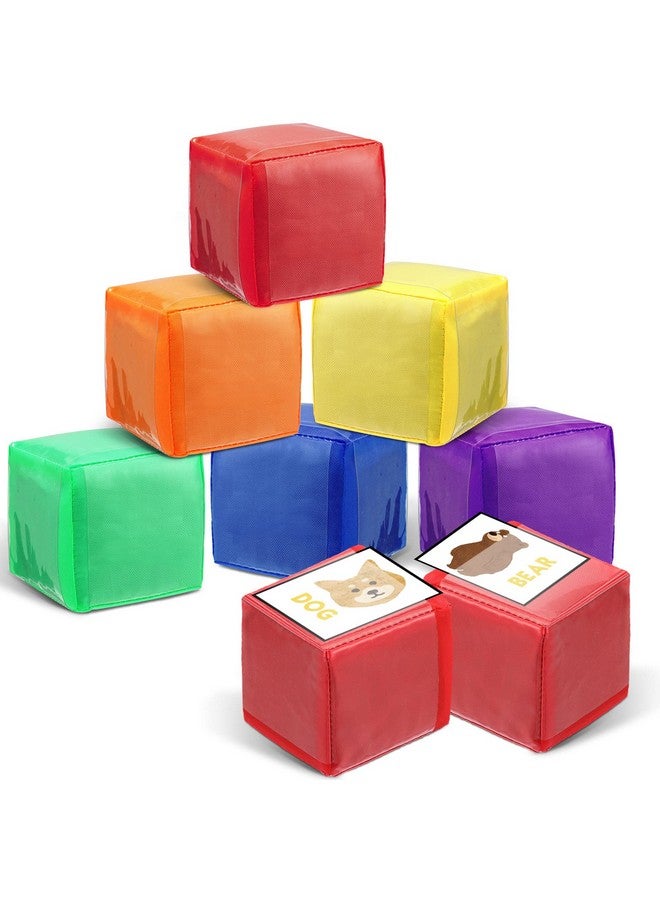 Yilloog 6 Pcs 3.15 Inch DIY Photo Pocket Dice for Classroom Large Clear Foam Dice Education Playing Game Cubes Set 6 Sided Stacking Blocks Teacher Teaching Cubes Toys for School (Solid Color) - Image 1
