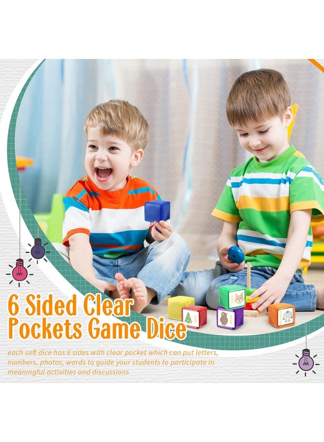 Yilloog 6 Pcs 3.15 Inch DIY Photo Pocket Dice for Classroom Large Clear Foam Dice Education Playing Game Cubes Set 6 Sided Stacking Blocks Teacher Teaching Cubes Toys for School (Solid Color) - Image 5