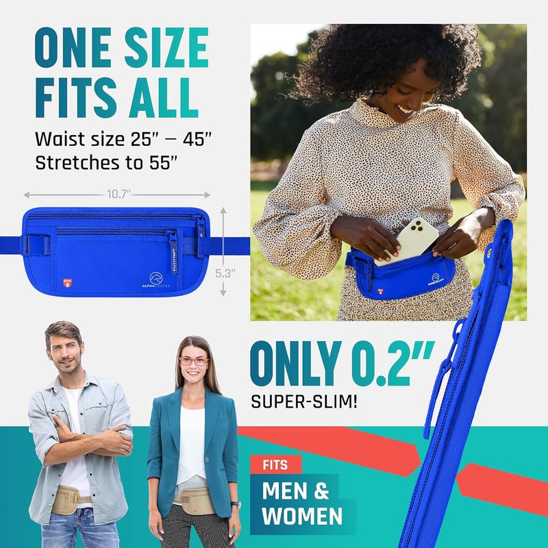 Alpha Keeper Hidden Travel Money Belt - RFID Blocking Waist Wallet & Passport Holder for Women and Men, Anti-Theft Slim Security Pouch - Image 4