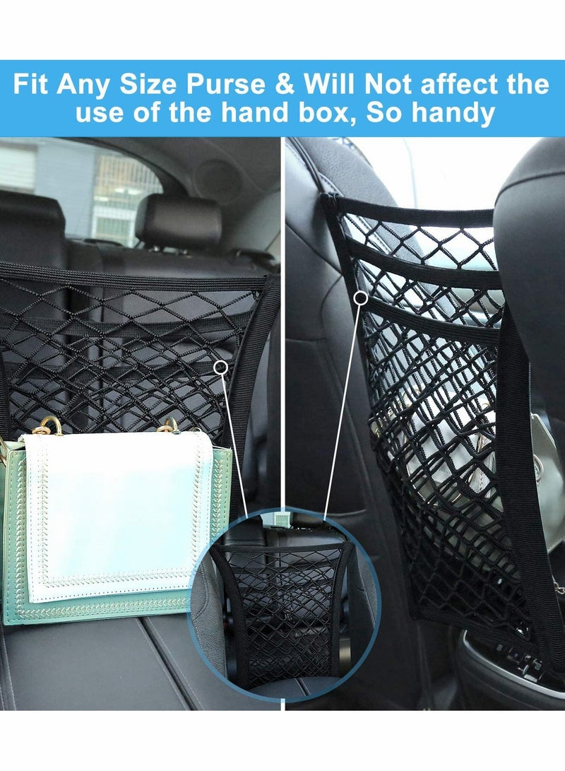 KASTWAVE Car Mesh Organizer, 3-Layer Car Net Pocket Handbag Holder, Four-Side Elasticity Car Purse Net - Image 2