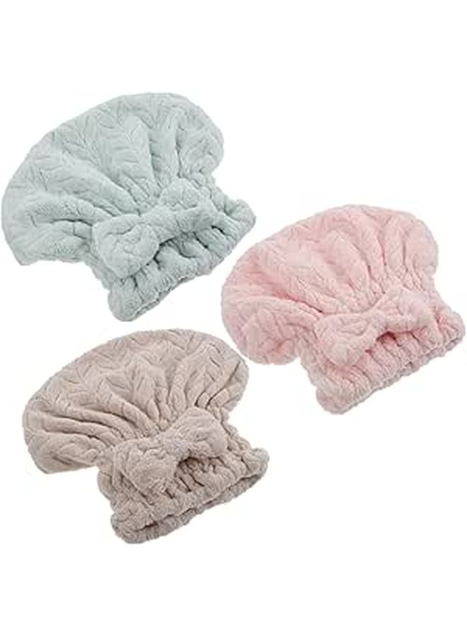 Coral Fleece Hair Drying Towels 3 Pack Soft Absorbent Quick Dry for Women - Image 1