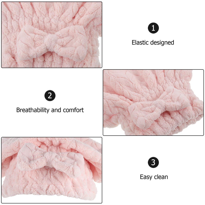 Coral Fleece Hair Drying Towels 3 Pack Soft Absorbent Quick Dry for Women - Image 4