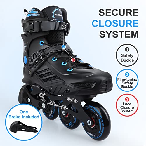 JEUWITH Inline Skates for Women Men, Outdoor Street Blades Roller Adult Male Female, Professional Fitness Roller Skates Blades for Unisex (Black&Blue) Men9.5/Women10.5/28.5cm - Image 2