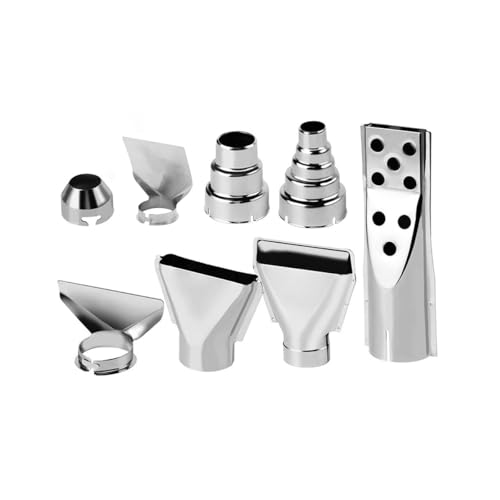 Serplex® 8Pcs Stainless Steel Heat Gun Nozzle Set, Assorted Reducer, Flat, Round, Vent, Reflector Attachments for Soldering, Shrinking, Stripping, Welding, Universal Fit, Hot Air Gun Accessories Kit - Image 1