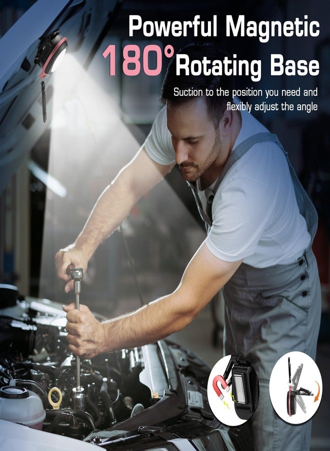 ووركبرو مصباح عمل WORKPRO COB مزود بسلسلة مفاتيح، مصباح يدوي مغناطيسي قابل لإعادة الشحن، مصباح يدوي صغير مزود بحلقة تثبيت للقبعة، 3 أوضاع إضاءة، مصباح طوارئ للتخييم والمشي لمسافات طويلة وصيد الأسماك، شريط وردي - Image 5